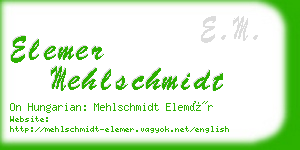 elemer mehlschmidt business card